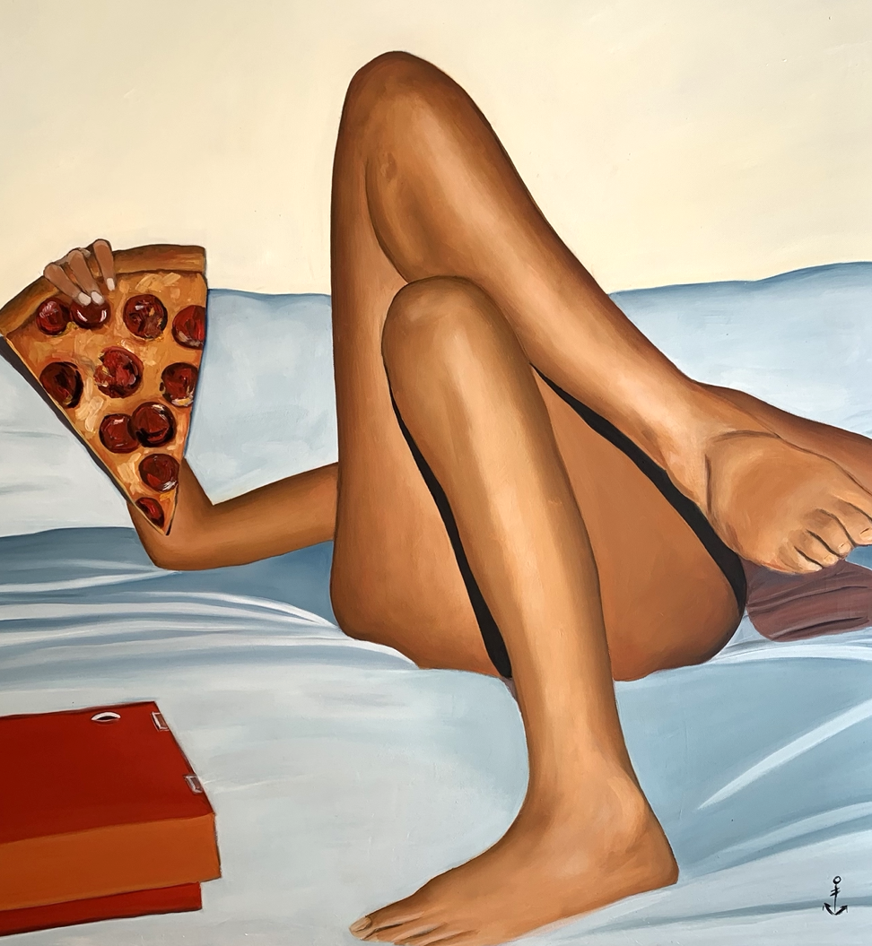 Tableau Pizza hot fait par Marine Lanceron Artiste Peintre Lyon.